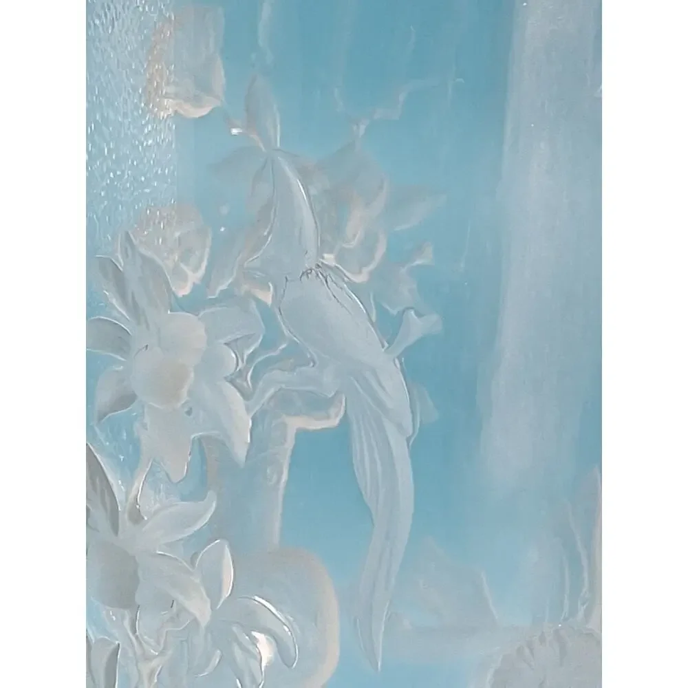 Signed Verlys Mandarin Vase 1930s French Art Deco Frosted Chinoiserie 9.25”